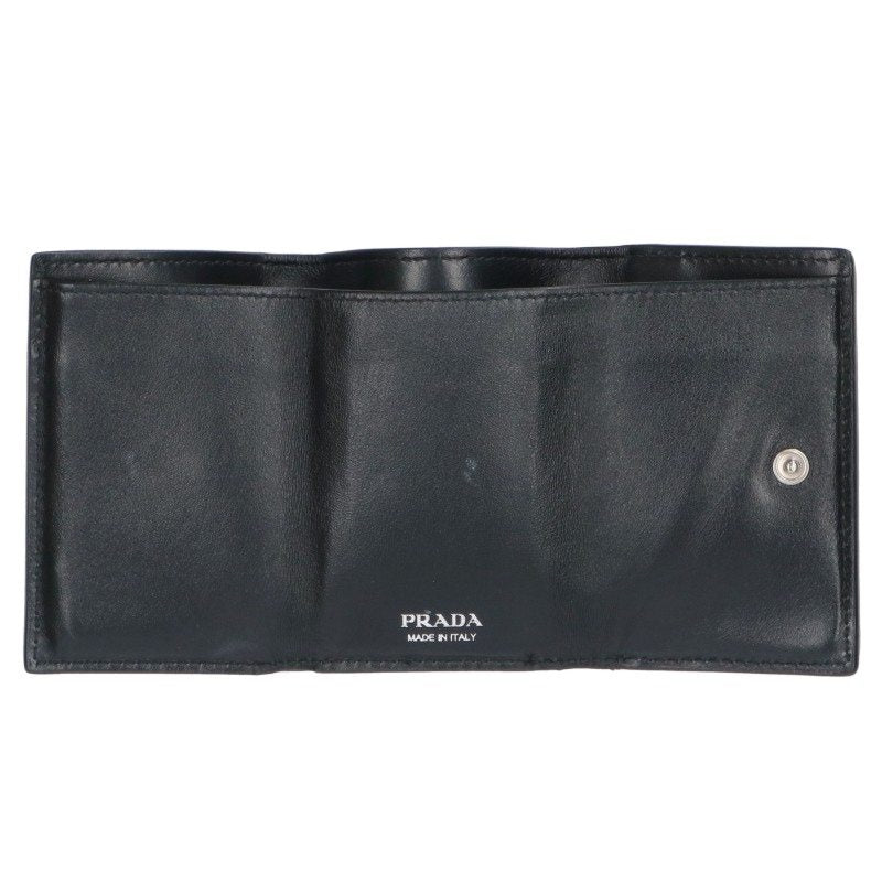 PRADA Viello Daino Logo Leather Trifold Wallet Size ONE SIZE