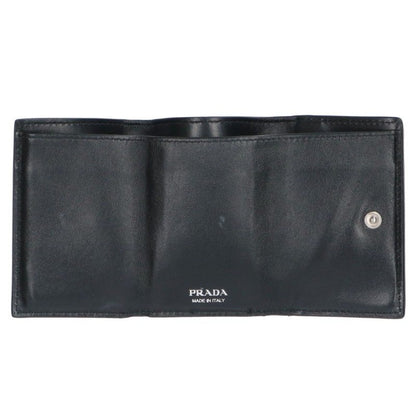 PRADA Viello Daino Logo Leather Trifold Wallet Size ONE SIZE