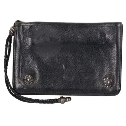 Chrome Hearts 2 Zip Strap Cross Leather Wallet Size ONE SIZE