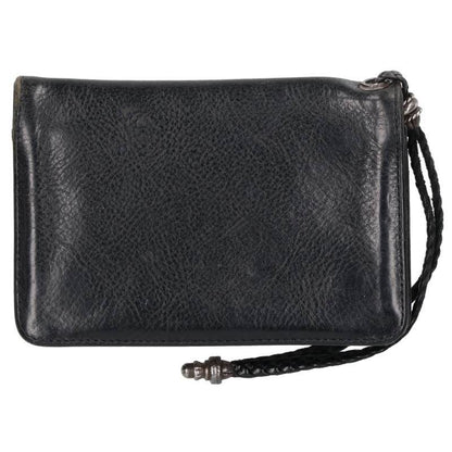 Chrome Hearts 2 Zip Strap Cross Leather Wallet Size ONE SIZE