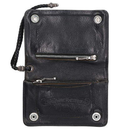 Chrome Hearts 2 Zip Strap Cross Leather Wallet Size ONE SIZE