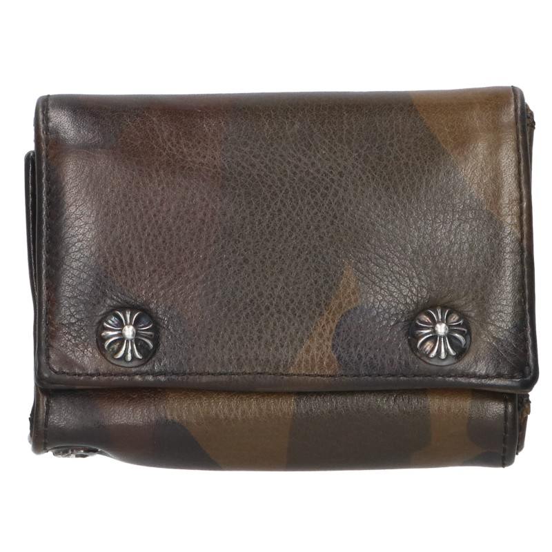 Chrome Hearts 3-Fold Cross Leather Wallet Size ONE SIZE