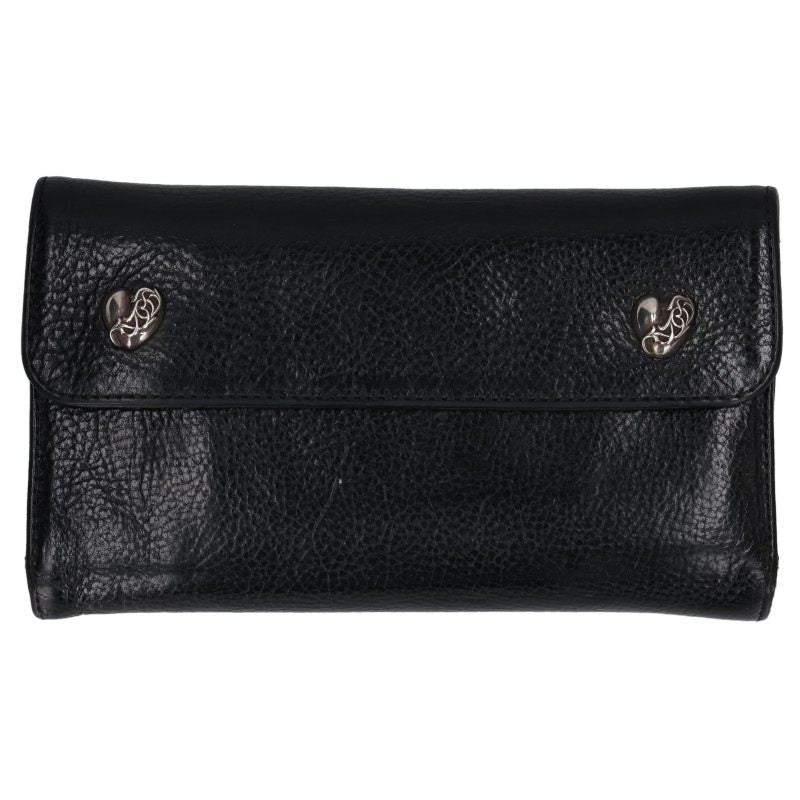 Chrome Hearts Wave Heart Button Leather Wallet Size ONE SIZE