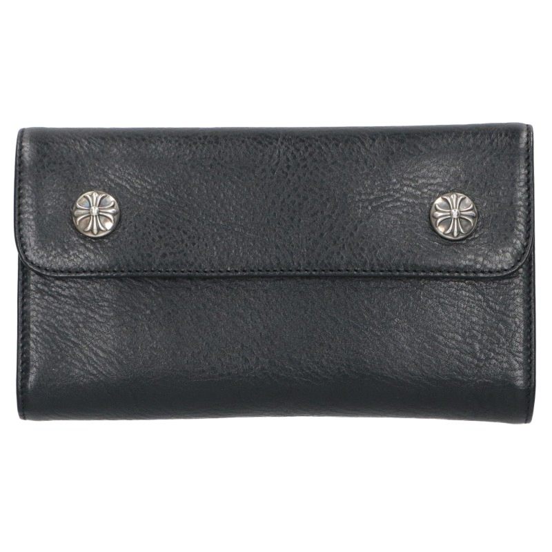 Chrome Hearts WAVE CROSS Wallet Black/Silver Size ONE SIZE