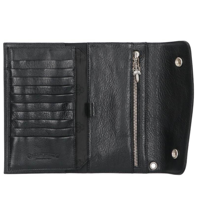 Chrome Hearts WAVE CROSS Wallet Black/Silver Size ONE SIZE