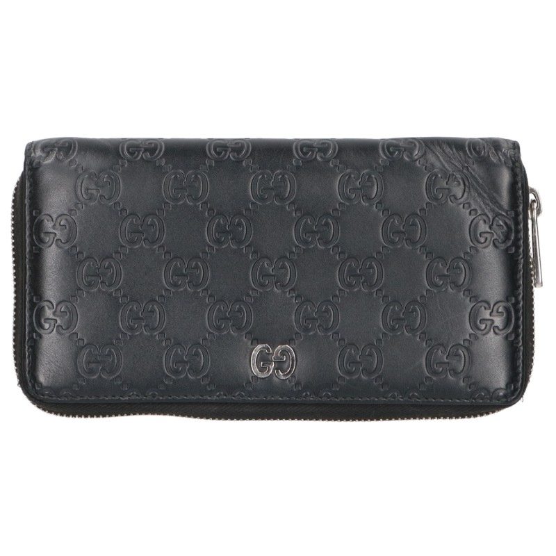 GUCCI Guccissima Zip Around Long Wallet Black Size ONE SIZE