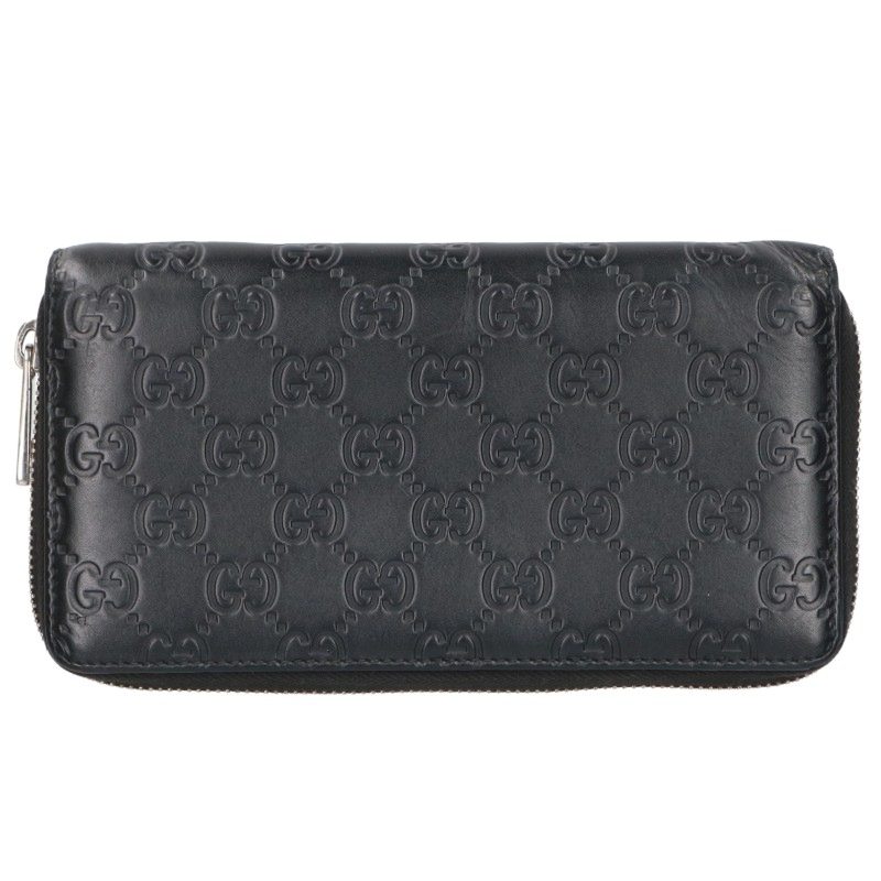 GUCCI Guccissima Zip Around Long Wallet Black Size ONE SIZE