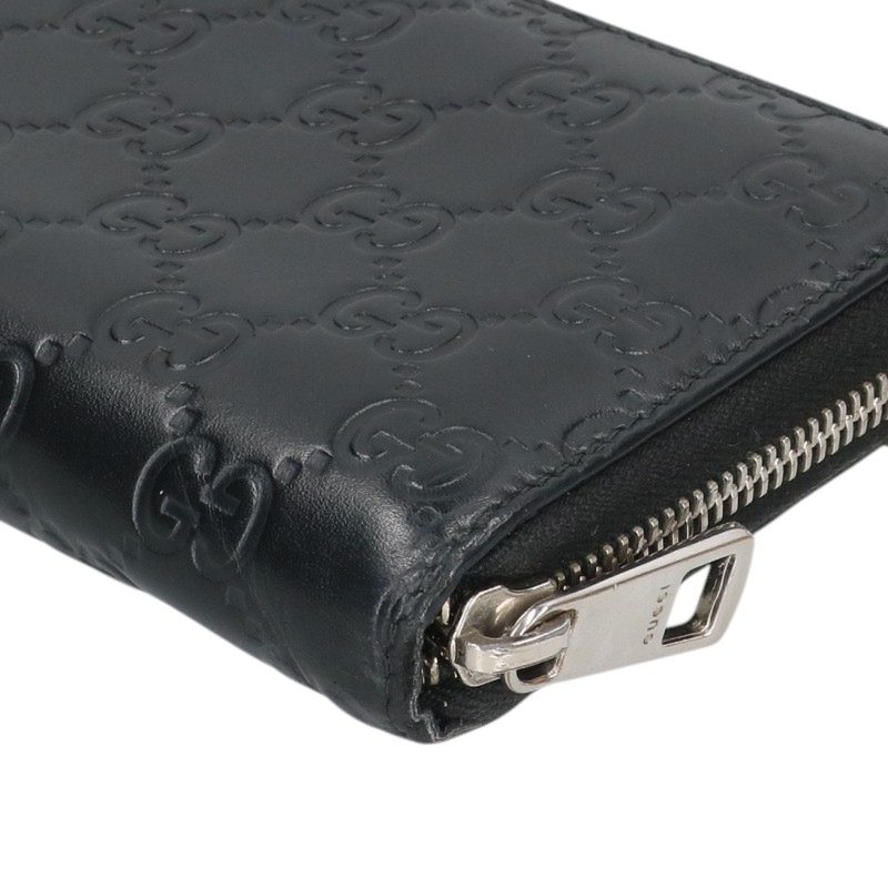 GUCCI Guccissima Zip Around Long Wallet Black Size ONE SIZE