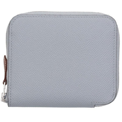 HERMES Azap Silk'In Compact Veau Wallet Gray Size ONE SIZE
