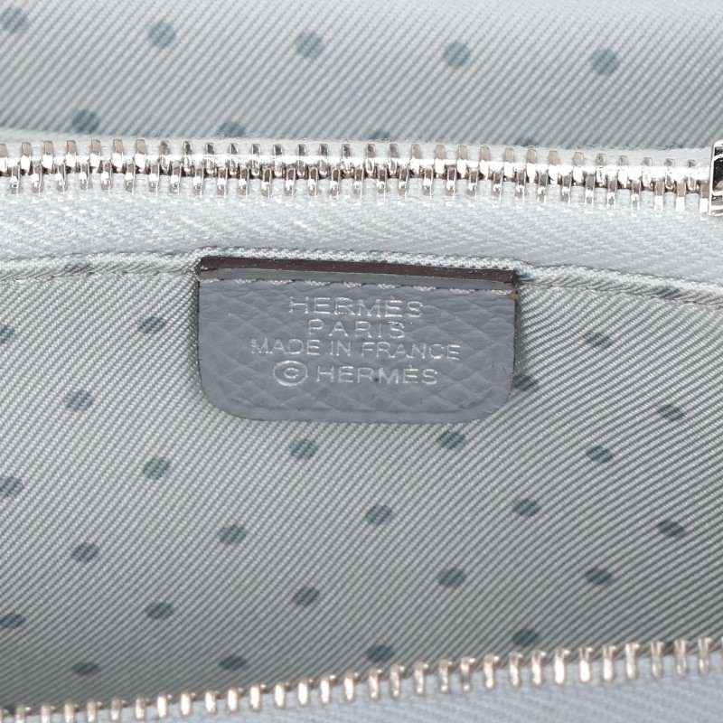 HERMES Azap Silk'In Compact Veau Wallet Gray Size ONE SIZE