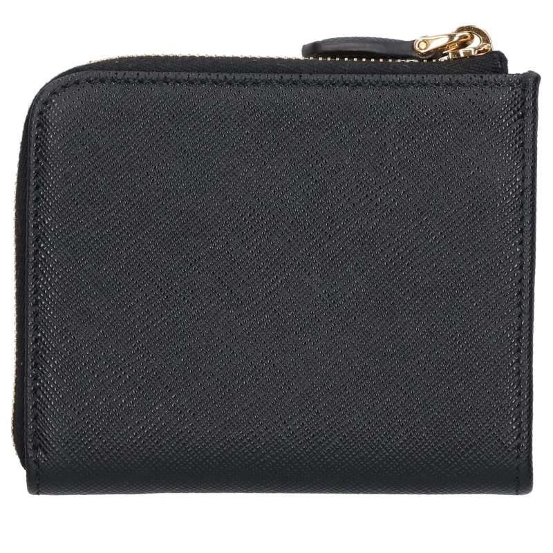 PRADA Triangle Plate Saffiano Wallet Black Size ONE SIZE