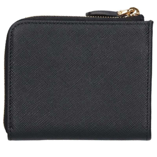 PRADA Triangle Plate Saffiano Wallet Black Size ONE SIZE