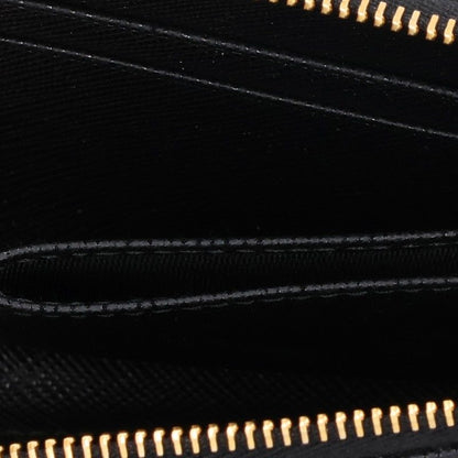 PRADA Triangle Plate Saffiano Wallet Black Size ONE SIZE