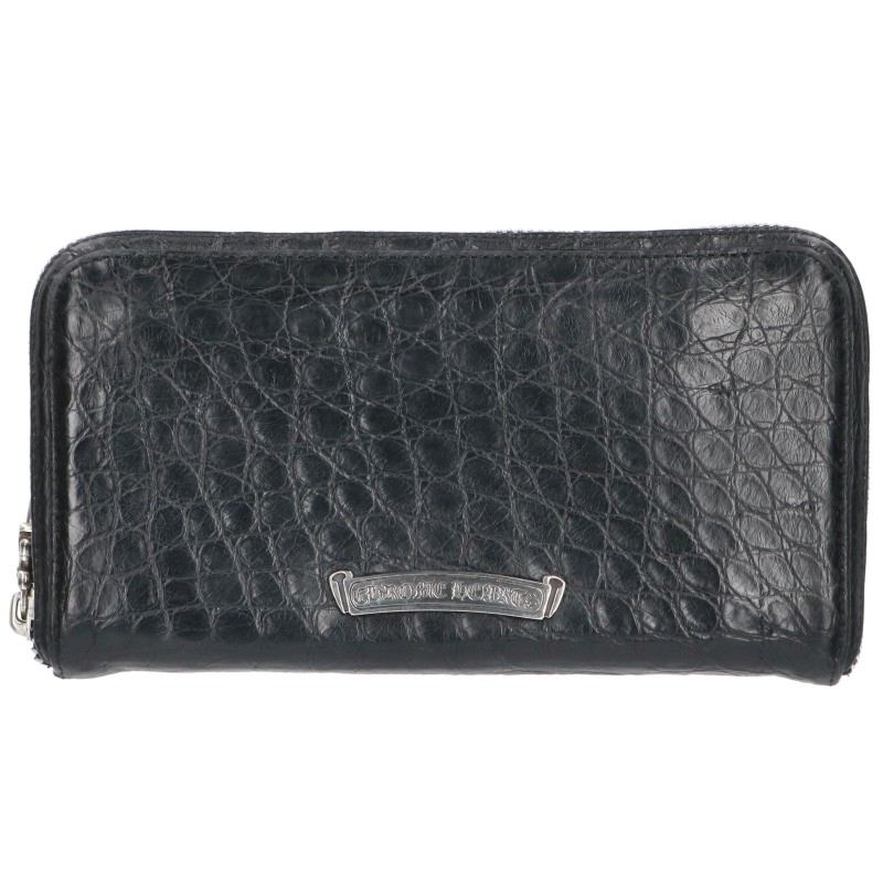 Chrome Hearts Alligator Round Zip Black Wallet Size ONE SIZE