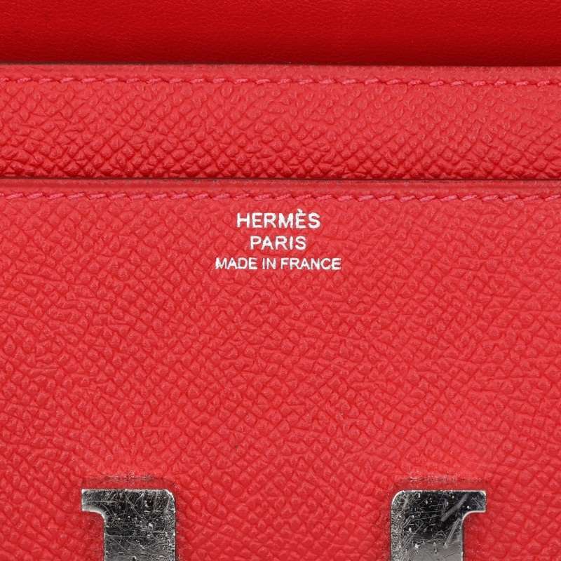 HERMES Constance Long Red Leather Wallet Size ONE SIZE
