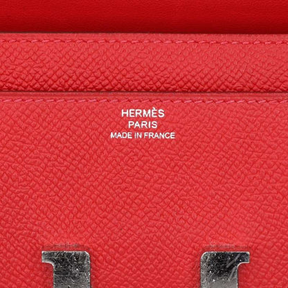 HERMES Constance Long Red Leather Wallet Size ONE SIZE
