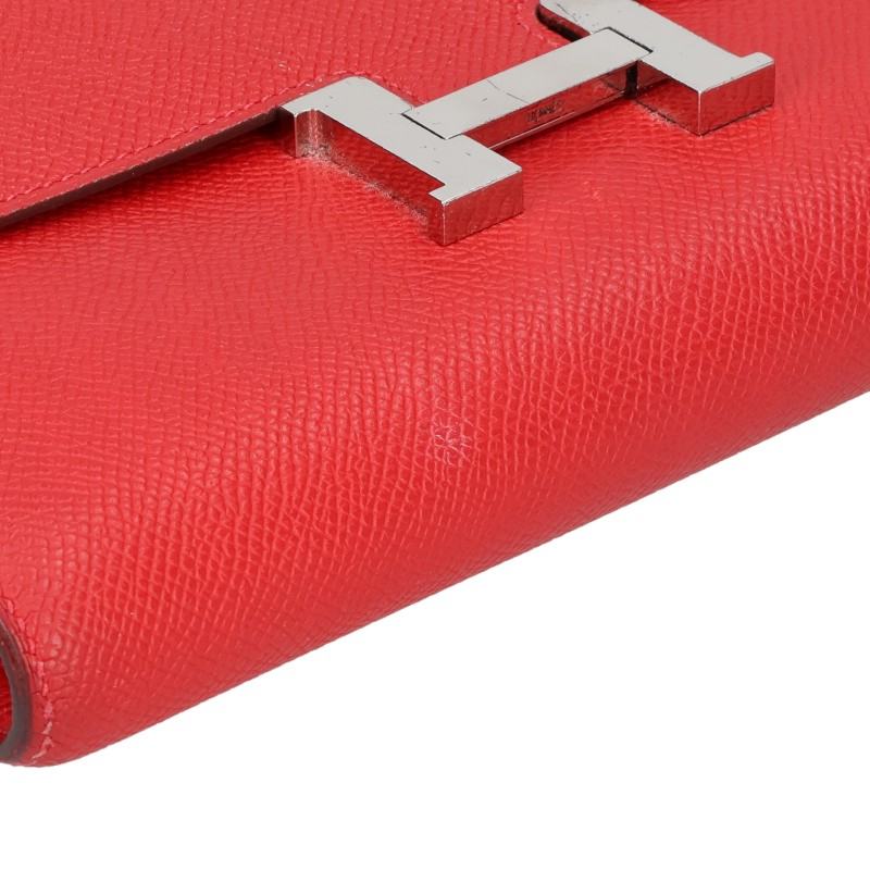 HERMES Constance Long Red Leather Wallet Size ONE SIZE