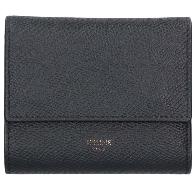 CELINE Black Small Trifold Compact Wallet Size ONE SIZE