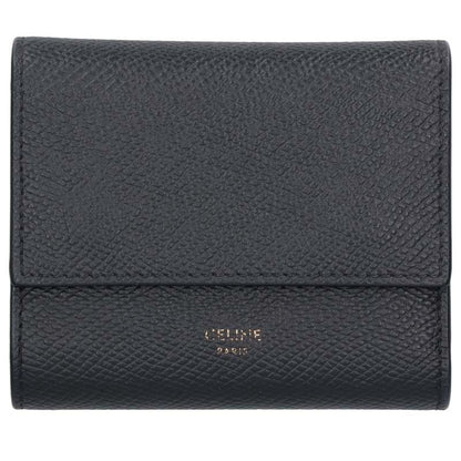 CELINE Black Small Trifold Compact Wallet Size ONE SIZE