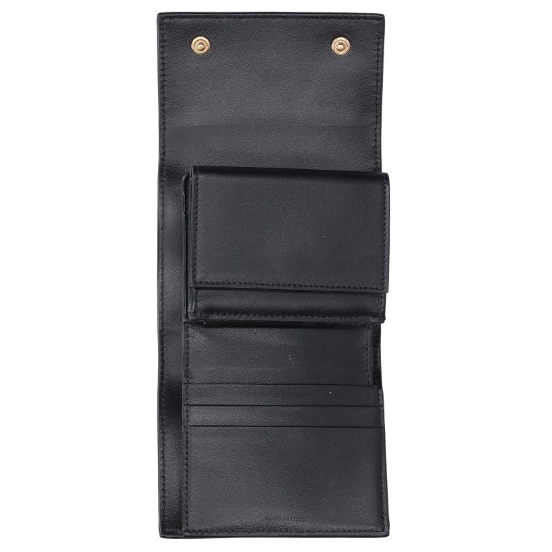 CELINE Black Small Trifold Compact Wallet Size ONE SIZE