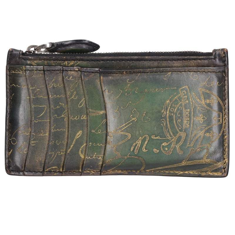 Berluti Green Core Maxi Zip Card Holder Wallet Size ONE SIZE
