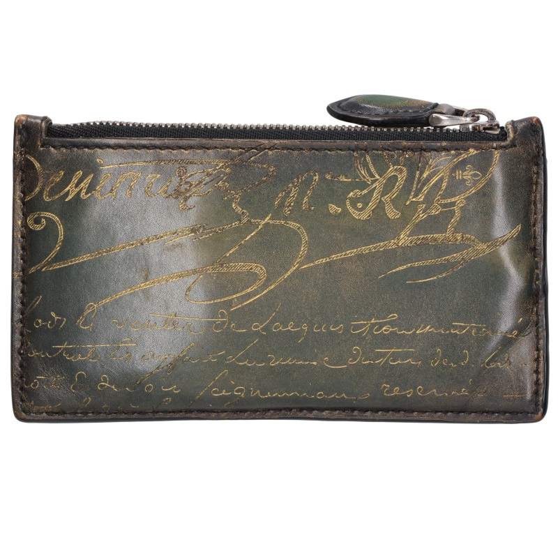Berluti Green Core Maxi Zip Card Holder Wallet Size ONE SIZE