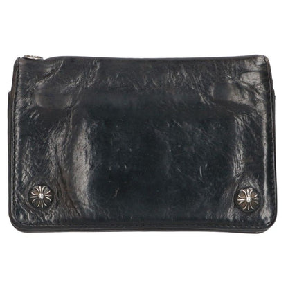Chrome Hearts 2-Zip Wallet Black/Silver Size ONE SIZE