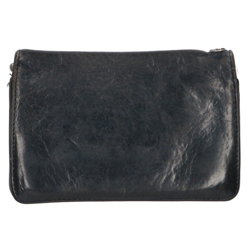 Chrome Hearts 2-Zip Wallet Black/Silver Size ONE SIZE