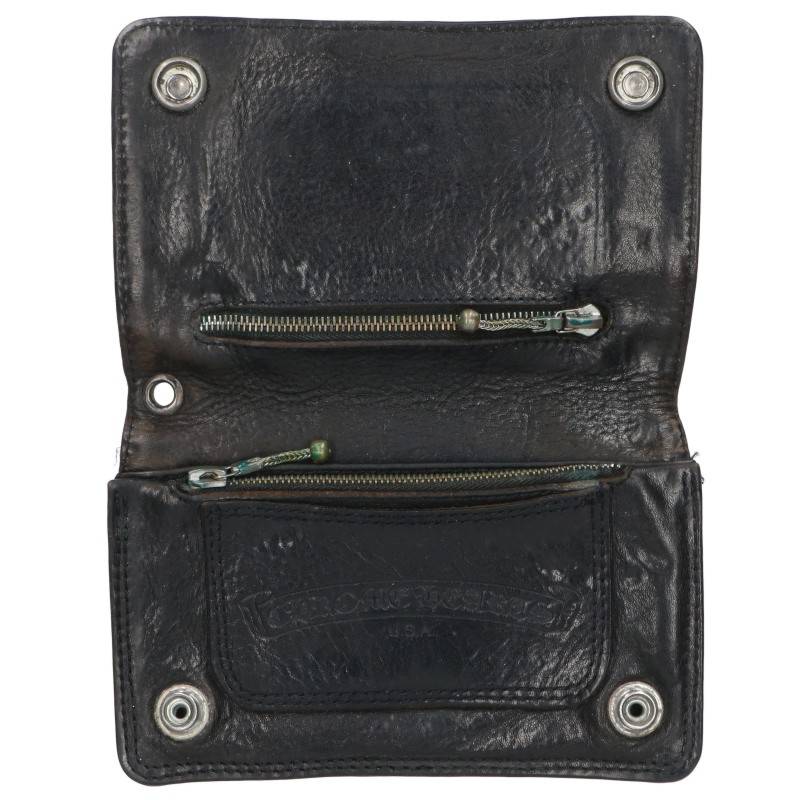 Chrome Hearts 2-Zip Wallet Black/Silver Size ONE SIZE