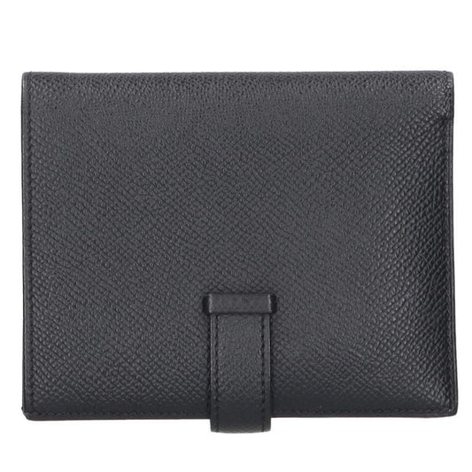 HERMES Bearn Compact Veau Epsom Wallet Black Size ONE SIZE