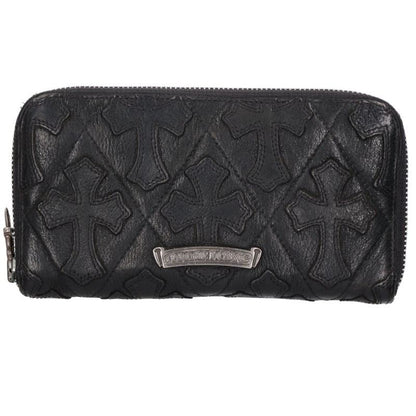 Chrome Hearts REC F ZIP QUILTED Cemetery Cross Wallet Black