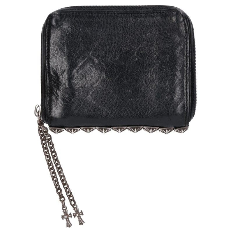 Chrome Hearts 3 Side Zip Pyramid Studs Leather Wallet