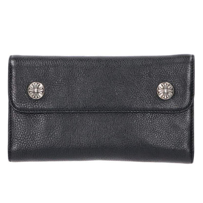 Chrome Hearts Wave Cross Ball Black Silver Leather Wallet
