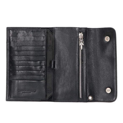 Chrome Hearts Wave Cross Ball Black Silver Leather Wallet