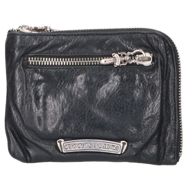 Chrome Hearts 2 Side Zip Cemetery Leather Wallet