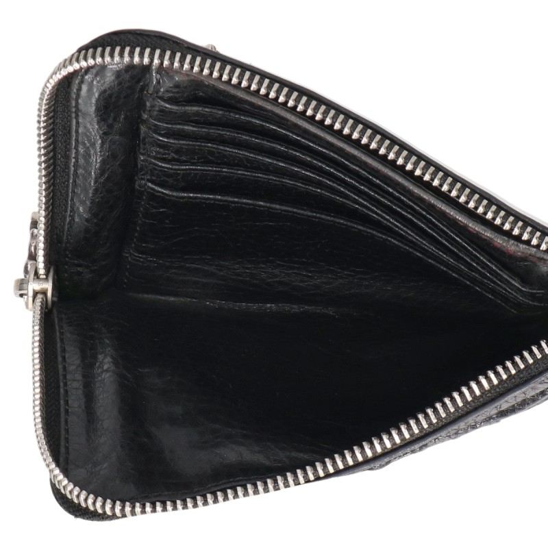 Chrome Hearts 2 Side Zip Cemetery Leather Wallet