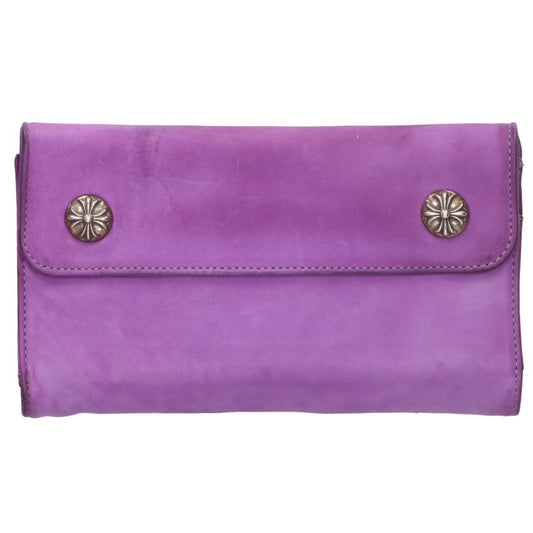 Chrome Hearts Purple WAVE CROSS BALL Suede Wallet