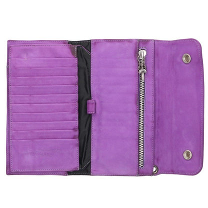 Chrome Hearts Purple WAVE CROSS BALL Suede Wallet