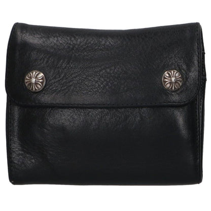 Chrome Hearts WAVE MINI Leather Wallet Black Silver