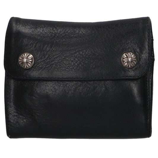 Chrome Hearts WAVE MINI Leather Wallet Black Silver