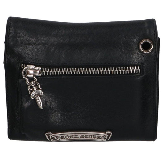 Chrome Hearts WAVE MINI Leather Wallet Black Silver