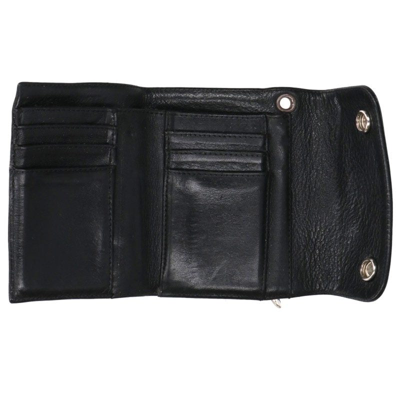 Chrome Hearts WAVE MINI Leather Wallet Black Silver