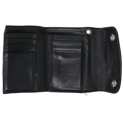 Chrome Hearts WAVE MINI Leather Wallet Black Silver