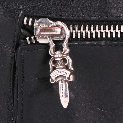 Chrome Hearts WAVE MINI Leather Wallet Black Silver