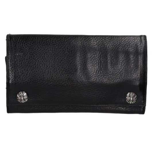 Chrome Hearts Long Wallet Cross Ball Leather Black Silver