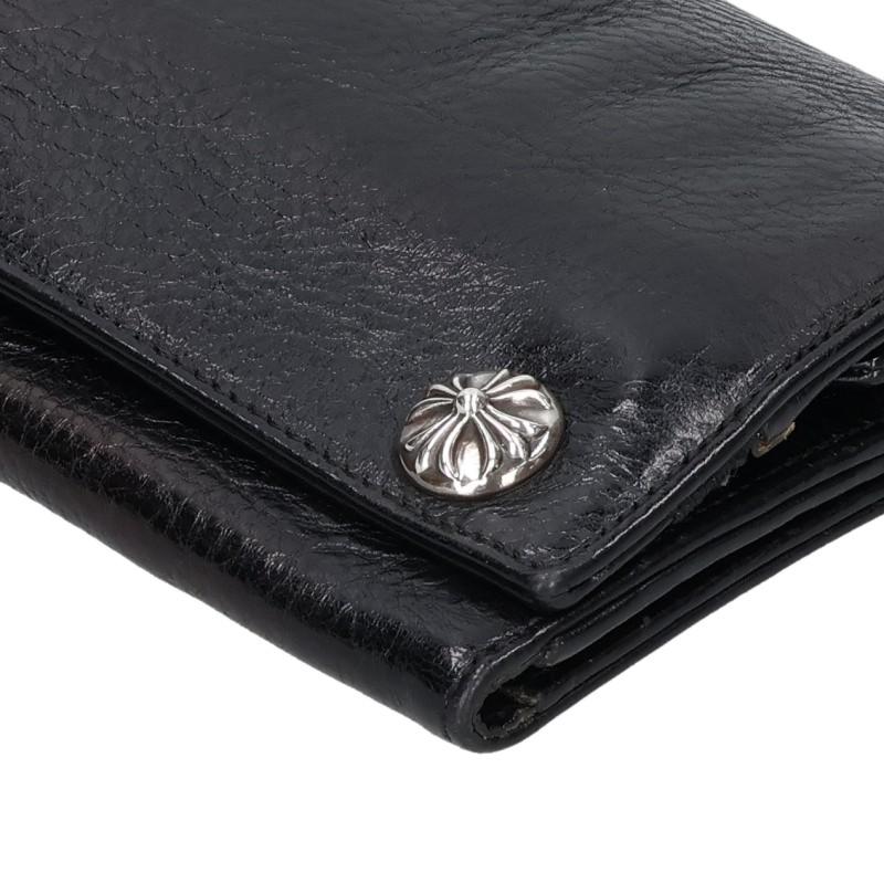 Chrome Hearts Long Wallet Cross Ball Leather Black Silver