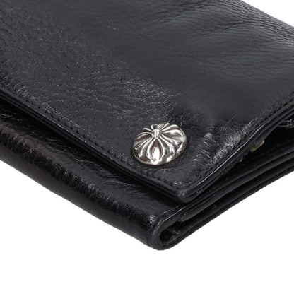 Chrome Hearts Long Wallet Cross Ball Leather Black Silver
