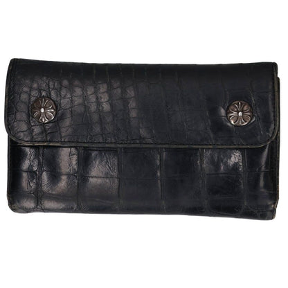 Chrome Hearts Wave Alligator Cross Button Silver Wallet
