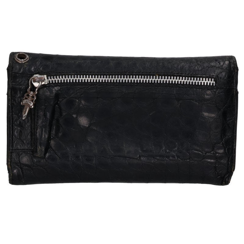 Chrome Hearts Wave Alligator Cross Button Silver Wallet
