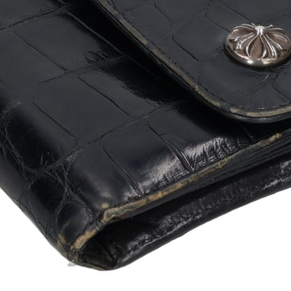 Chrome Hearts Wave Alligator Cross Button Silver Wallet